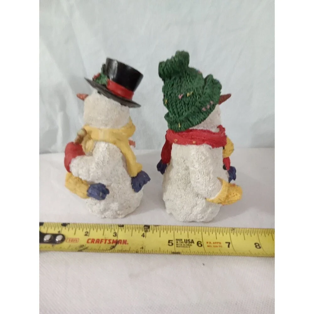 Snowman Figurines Vintage Resin Red White‎ Yellow Drum Christmas Holiday
